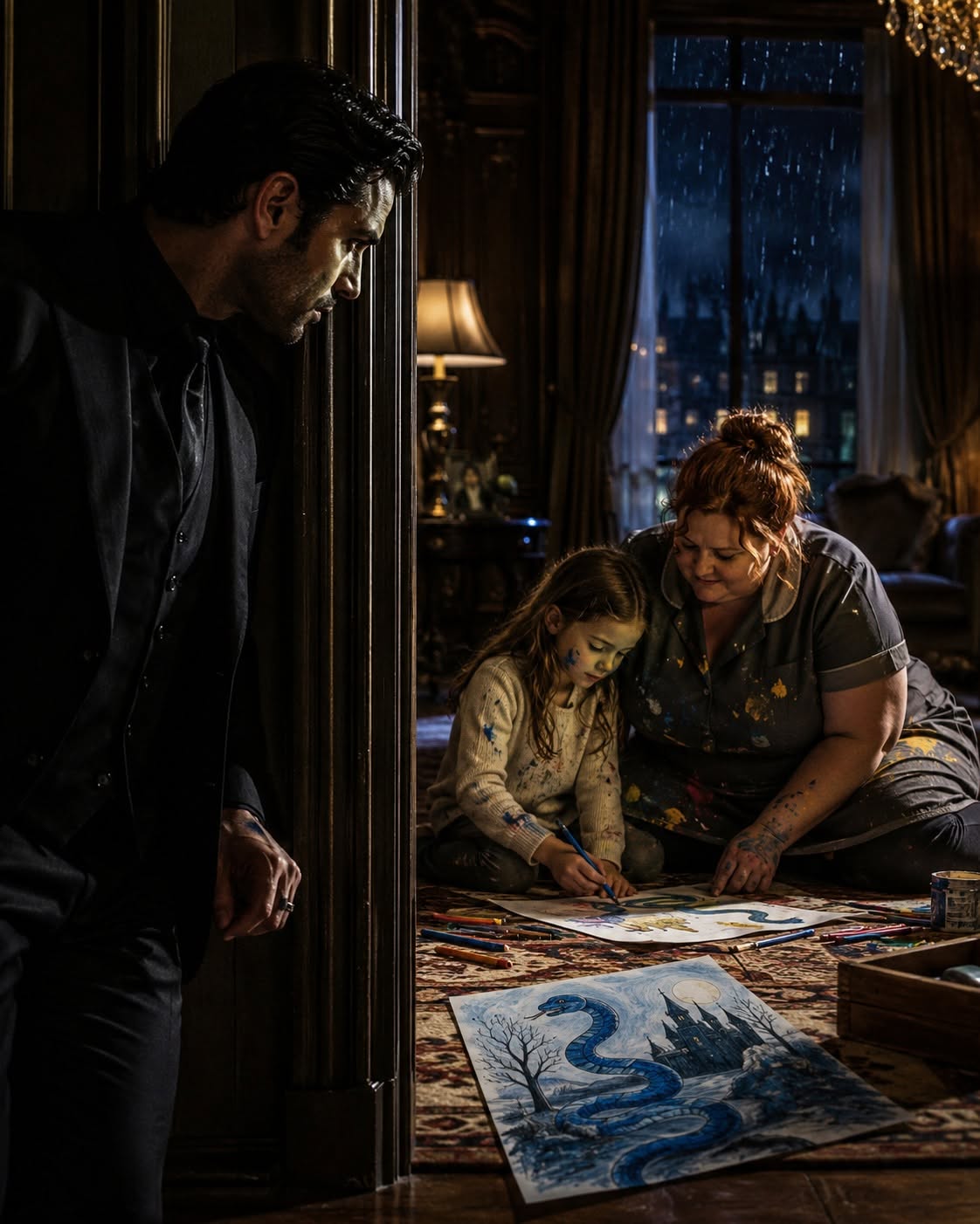 The Mafia Boss Came Home Early and Found His Silent Daughter Beside a Plus-Size Maid, but One Blue Snake in Her Drawing Made Him Seal the Estate Before Midnight