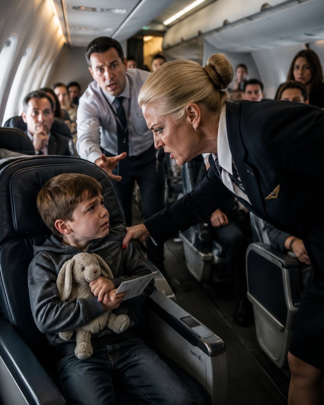 “You Can’t Sit In First Class,” A Veteran Flight Attendant Told A Quiet 6-Year-Old Boy Before Grabbing His Arm To Escort Him Away… But The Moment Another Crew Member Checked His Passenger Record And Went Pale, The Entire Cabin Realized This Child Wasn’t In The Wrong Seat At All...