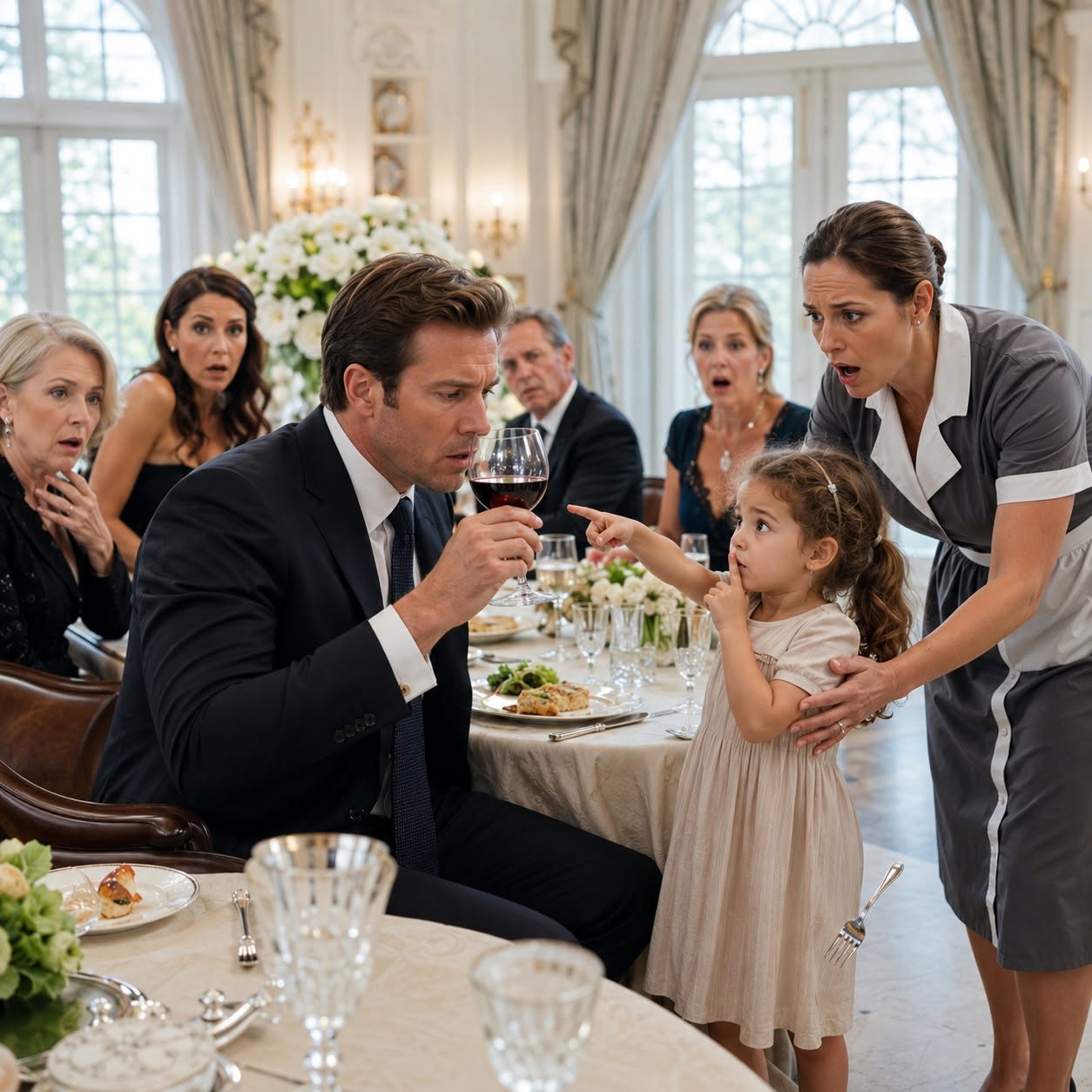 ''Your wine is poisoned," the maid's toddler signed. The billionaire went silent. I wasn't going to share this, but I have to because what this little girl did at that dinner table still gives me chills. She was 3 years old. She couldn't speak a single word out loud. And yet, with two small fingers pressed against her lips and one tiny hand pointing at a wine glass, she saved a man's life.