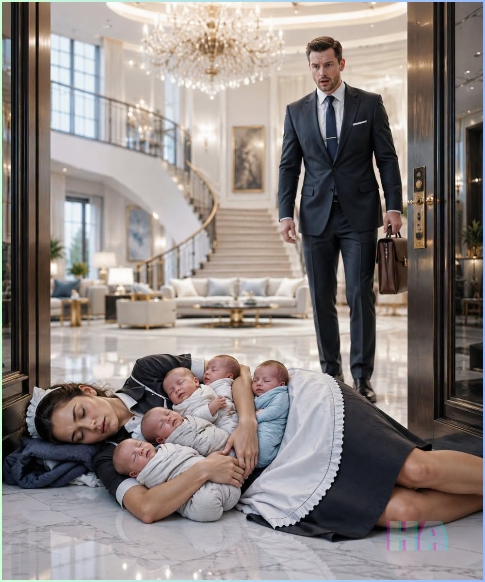 The Billionaire Boss Came Home to Fire the Maid Sleeping on His Floor, but the Five Babies on Her Chest Exposed the One Failure Money Couldn’t Hide