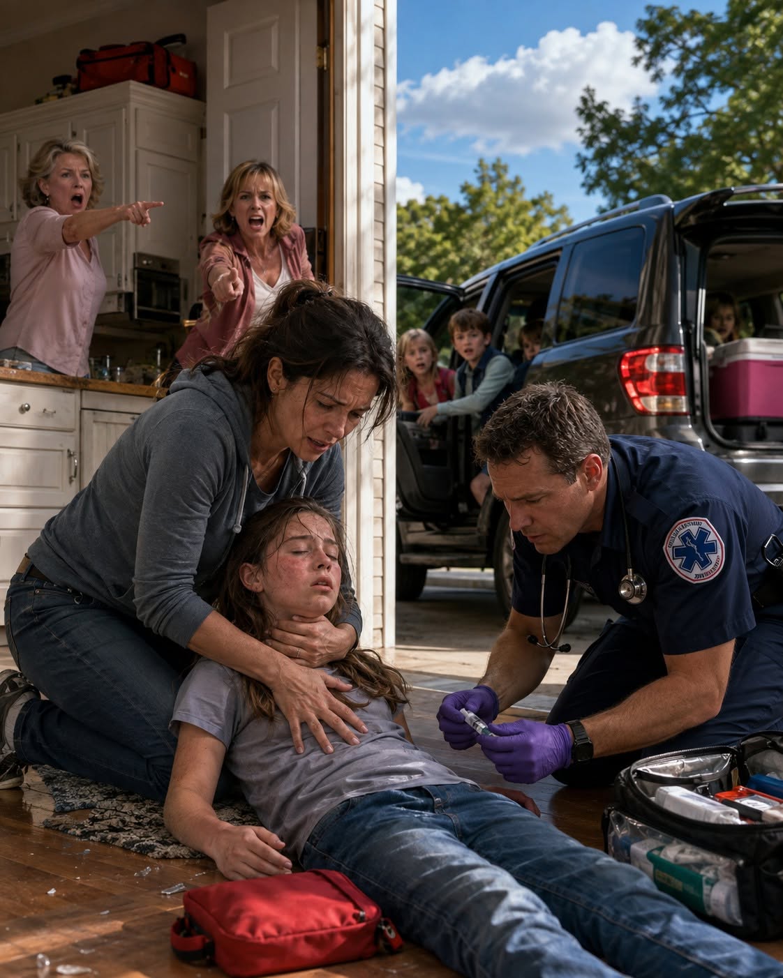 9090My 10-year-old daughter almost died during a severe allergic reaction after my family abandoned her and refused to call an ambulance. Instead, they took the other kids on a luxury day trip like nothing was happening. I never raised my voice, but three hours later, their lives began falling apart.