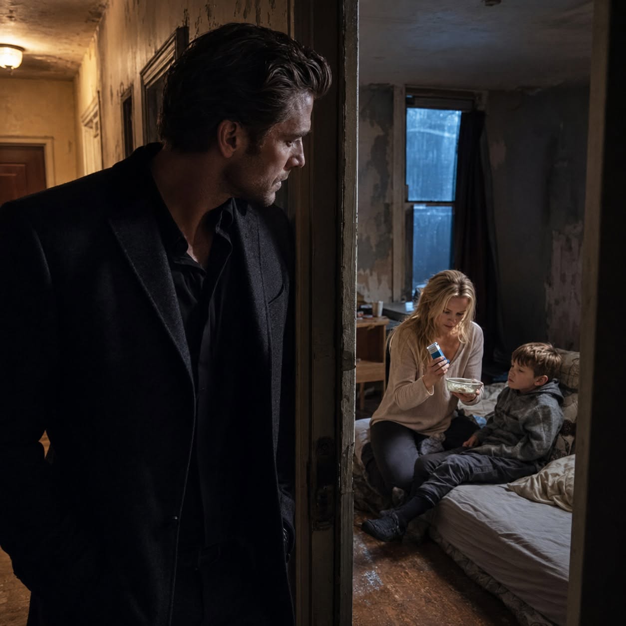 The Mafia Boss Followed His Blonde Housekeeper Into a Condemned Building—Then He Heard a Little Boy Whisper His Name, and the Door Beside Him Slowly Opened...