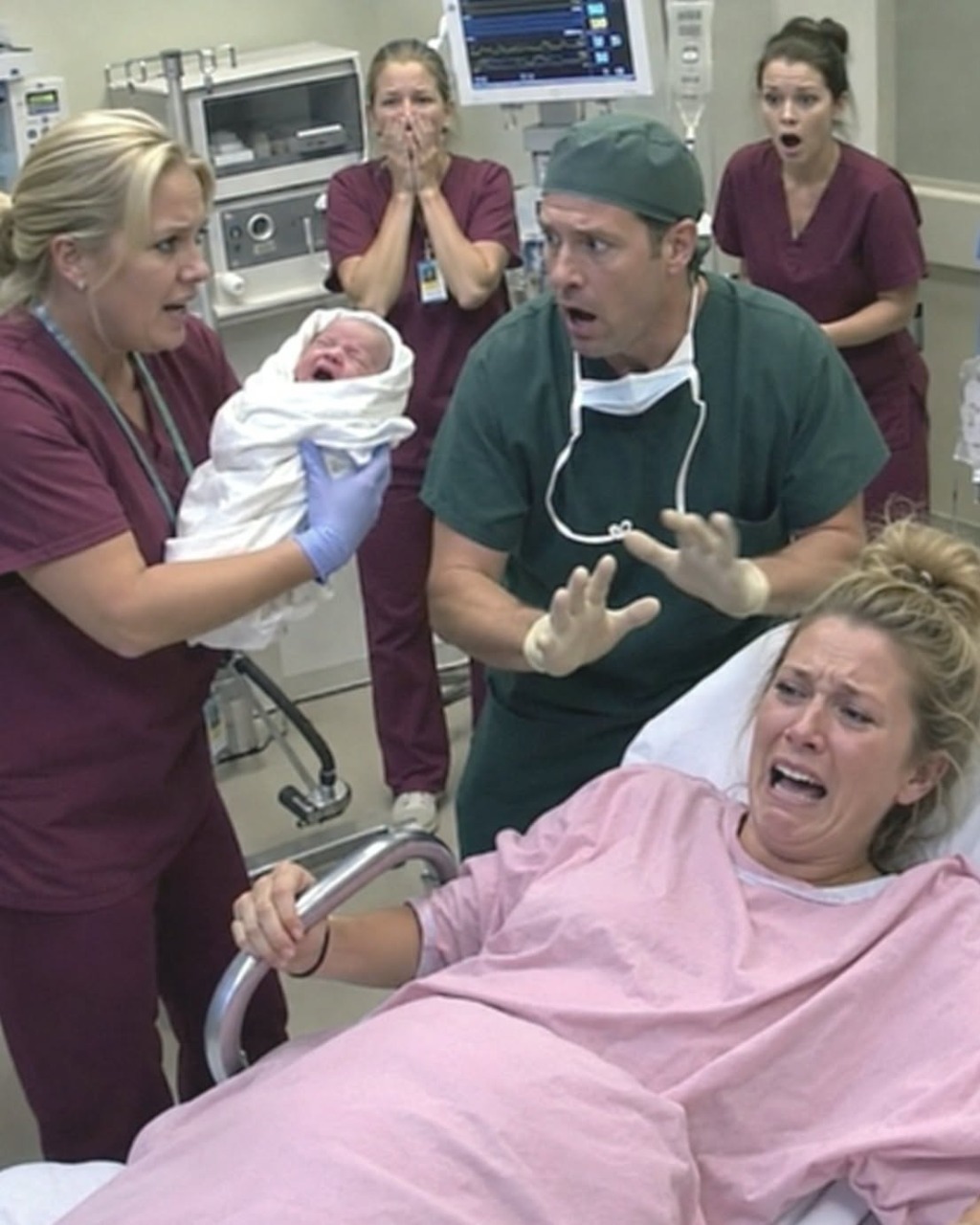I was in labor carrying a 10-pound baby, but my heartless doctor husband denied a C-section and forced me to deliver naturally, believing I had harmed his female intern. When it was over, he entered the delivery room, panicked, and collapsed...