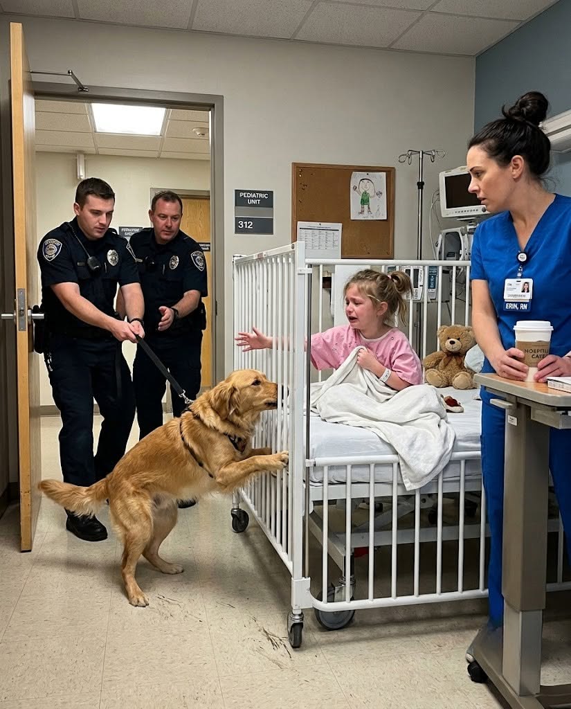The dog wouldn't leave the little girl's hospital bed even after security dragged him toward the door. Then the nurse realized nobody else had visited the child in eleven days.