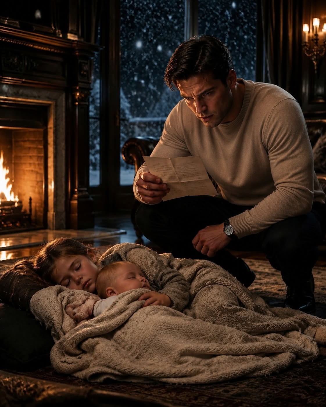 A little girl arrived at my mansion during the worst blizzard in years, carrying a baby and a secret that would shake the foundation of my billion-dollar empire. “Please let us sleep here for just one night,” she begged, but by morning I discovered the home stolen from her had been taken by a company bearing my own name.