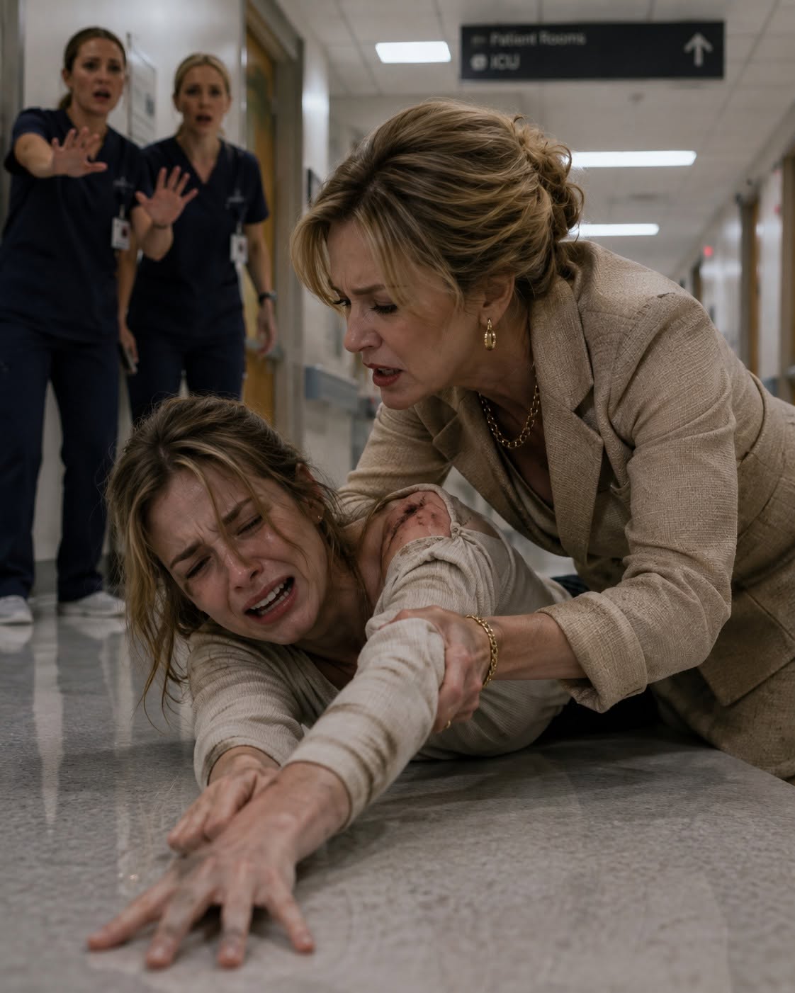 I was dragged down the private hospital corridor by my stepmother after my father's surgery, my shoulder scraping against the floor as she ordered the nurses not to interfere. She leaned over me and whispered, “Your father will wake up believing you abandoned him—and by the time he does, this entire hospital will belong to me.”