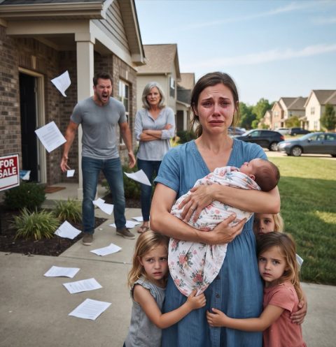 Hours after I brought our fourth daughter home, my husband threw divorce papers at me and screamed, “Get out! Take your daughters with you. I need a wife who can give me a son!” His mother stood behind him laughing while my little girls clung to my dress. I wiped my tears, looked them both in the eyes, and said four quiet words. The second they heard them, their faces went completely pale...