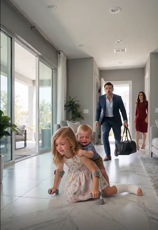 A father returned home expecting a quiet reunion, but instead found his young daughter crawling across the floor while protecting her weak baby brother. When she looked up and whispered, “Dad… I tried to keep him safe,” he realized the person he trusted most had hidden a truth that would change his family forever.