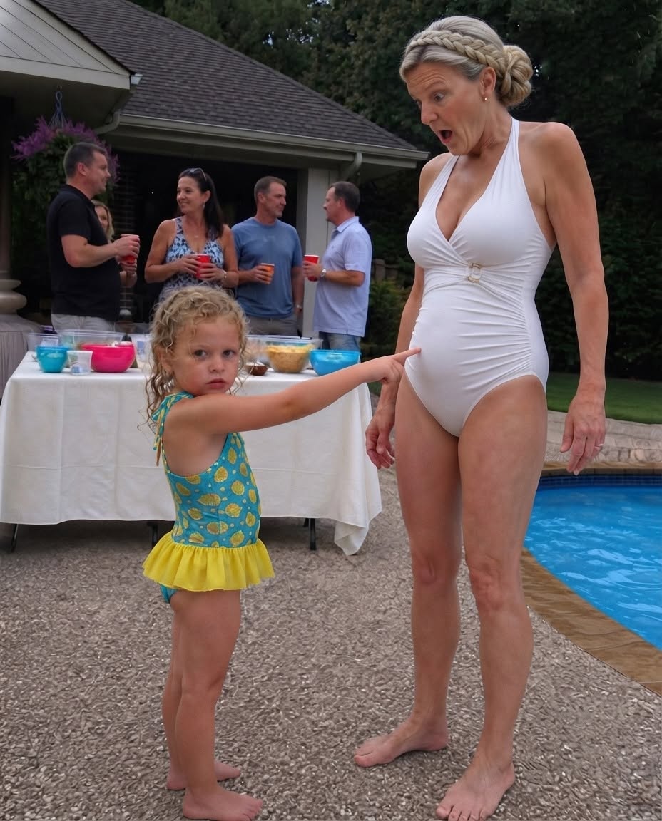 At my daughter's third birthday pool party, she pointed at my stepmom's stomach and said, "Daddy's in there" — I laughed until I saw WHAT she was actually pointing at.