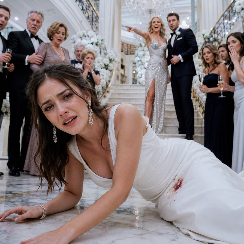 At my sister's engagement party, she pushed me down the stairs, laughing as she watched me fall to the floor with blood staining my white dress. Everyone said, 'It was just a joke.' The next morning in the emergency room, the doctor looked at my MRI results... and immediately called 911—because what he found... revealed a shocking truth. - True Stories