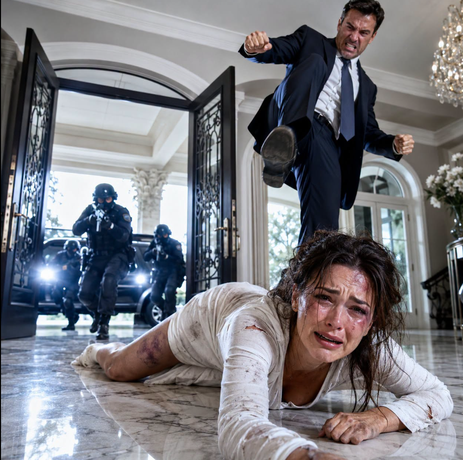 My husband’s fist sent me crashing against the marble floor. “No one will ever believe you,” he sneered, calmly straightening his cufflinks. I tasted blood but refused to cry. Then headlights flooded the mansion windows. One black car became five, then ten, surrounding the estate. His smile vanished as armed men stepped out.... - True Stories