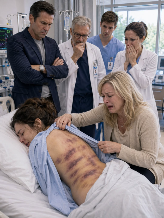 My stepdaughter was rushed into the emergency room unconscious, and my husband calmly told the doctor, “She’s always clumsy. She fell down the stairs again.” When I rolled up her sleeve, I froze. The bruises matched the shape of his belt buckle. He leaned close and whispered, “She’s not even your biological daughter. Stay out of it.” I looked straight at the security camera and replied, “The day I adopted her, she became my daughter... and you just confessed inside my hospital.”