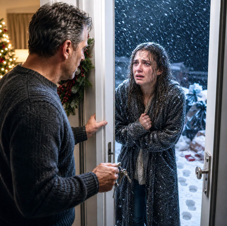 “Dad… please open the door.” On Christmas Eve, I found my daughter trembling on my porch, clutching her soaked, three-day-old baby against her chest. “He brought his mistress home,” she whispered. “His mother packed our things, threw us into the snow, and locked the door.” I looked at my tiny granddaughter shivering in the cold, then tightened my grip around my keys. “They chose the wrong family to destroy.” - True Stories