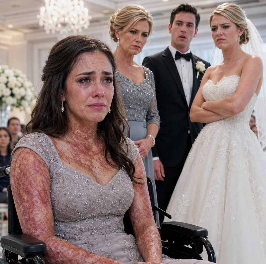 I was burned all over after saving my sister from a house fire when she was 10. Years later, I went to her wedding in a wheelchair, and she whispered, "Sit in the back." "You're ruining my perfect wedding." Then the groom's mother stood up and said five words that froze everything. - True Stories