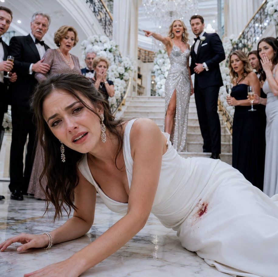 At my sister's engagement party, she pushed me down the stairs, laughing as she watched me fall to the floor with blood staining my white dress. Everyone said, 'It was just a joke.' The next morning in the emergency room, the doctor looked at my MRI results... and immediately called 911—because what he found... revealed a shocking truth. - True Stories
