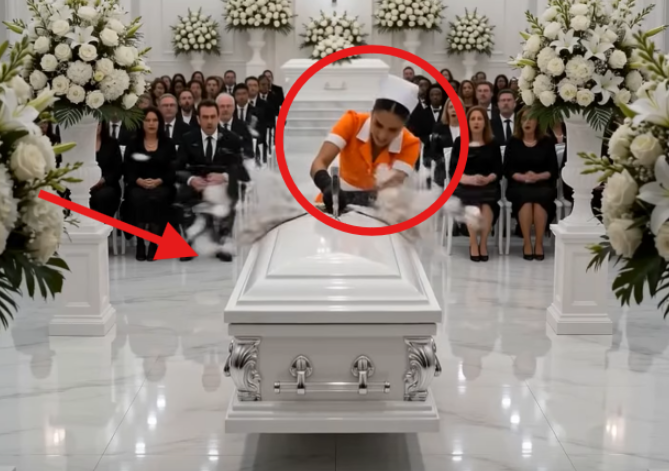 The funeral chapel was bright, white, and silent until the maid raised the crowbar.