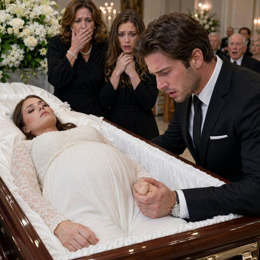I returned early from my business trip to England and froze at the sight of a coffin in our living room—my pregnant wife lying inside. “She didn’t survive the premature birth,” my mother whispered, while my sister pretended to sob. When I asked to see my wife one last time, I noticed her fist tightly clenched around something. The moment I opened her fingers, their faces went pale—and by sunrise, both women were in handcuffs. - True Stories