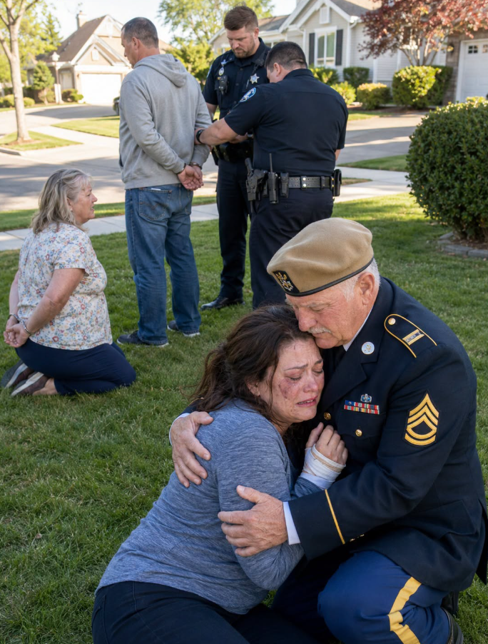 My daughter whispered, “Dad, help,” and the line went dead. I drove at 100 mph to her in-laws’ mansion. My son-in-law blocked the porch, gripping a baseball bat, sneering, “This is a private family matter. Your daughter needed discipline.” One punch dropped him. Inside, I found his mother pinning my daughter down as she screamed, sawing off her long hair. “This is the price of disobedience,” she hissed. I tore my daughter free just in time—her body burning with fever as she collapsed in my arms. They thought I’d leave quietly. They were wrong. It was time they learned who I really am.
