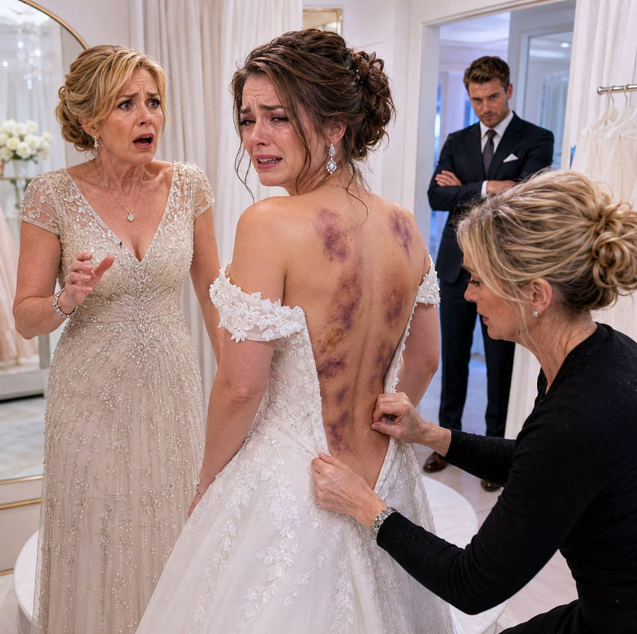 When the seamstress unzipped my daughter’s wedding dress, my champagne glass shattered at my feet. Dark lash marks covered her back. “Mom, please,” she sobbed. “He said his billionaire father would ruin us if I canceled.” I zipped the dress, kissed her cheek, and whispered, “Then walk down that aisle tomorrow.” The next morning, the groom waited before five hundred guests—until federal agents stormed the cathedral, arrested him, and froze his family’s entire empire. - True Stories