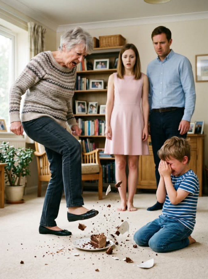 In front of twenty relatives, my four-year-old son proudly handed a slice of homemade cake to my mother-in-law. Instead of taking it, she kicked it right across the patio and snapped, “Don’t call me Grandma.” I held my crying boy tight and locked eyes with my husband. We thought that was the worst of it—until an urgent hospital trip later that afternoon uncovered an even darker secret.