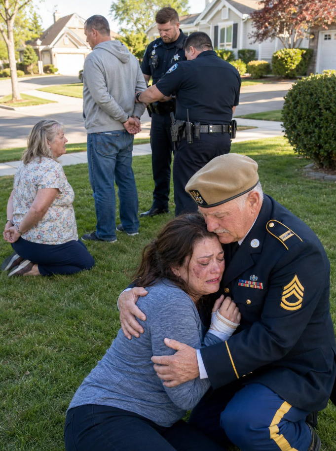 My daughter whispered, “Dad, help,” and the line went dead. I drove at 100 mph to her in-laws’ mansion. My son-in-law blocked the porch, gripping a baseball bat, sneering, “This is a private family matter. Your daughter needed discipline.” One punch dropped him. Inside, I found his mother pinning my daughter down as she screamed, sawing off her long hair. “This is the price of disobedience,” she hissed. I tore my daughter free just in time—her body burning with fever as she collapsed in my arms. They thought I’d leave quietly. They were wrong. It was time they learned who I really am.