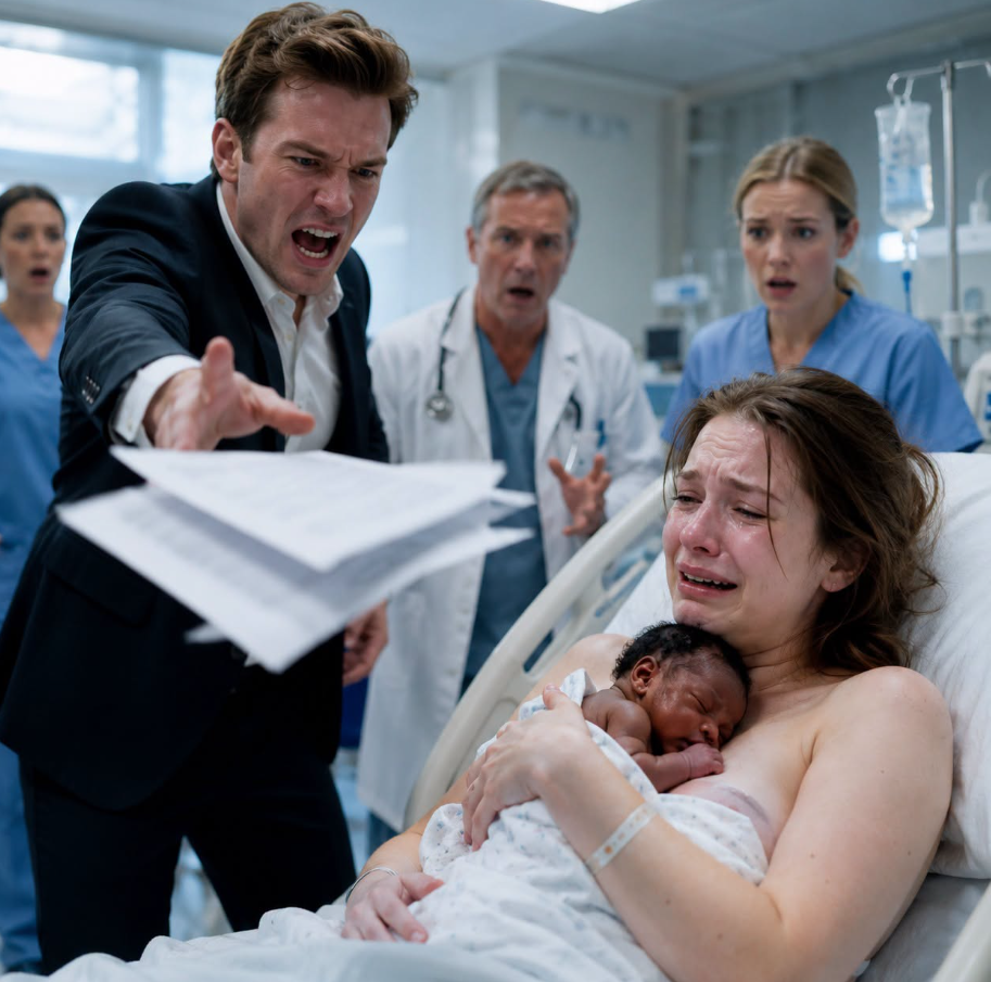 I had barely held our newborn when my husband stormed in, stared at her unusually dark skin, and sneered, “Why is she Black? You really think I’ll believe she’s mine?” He demanded a divorce before the doctor could explain her rare pigmentation condition. I signed without begging. Three weeks later, the DNA test proved he was the father—and the divorce papers revealed he had just forfeited every claim to my inheritance, our home, and the daughter he had rejected. - True Stories