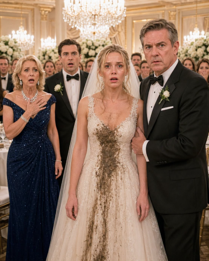 My mother-in-law poured something filthy over my wedding dress and left a note: “Know your place.” In front of 200 guests, I put it on anyway, took my father’s arm, and walked down the aisle without shedding a tear. Then I smiled at the groom and whispered, “Your mother forgot one thing — I know the secret that will destroy you both.”