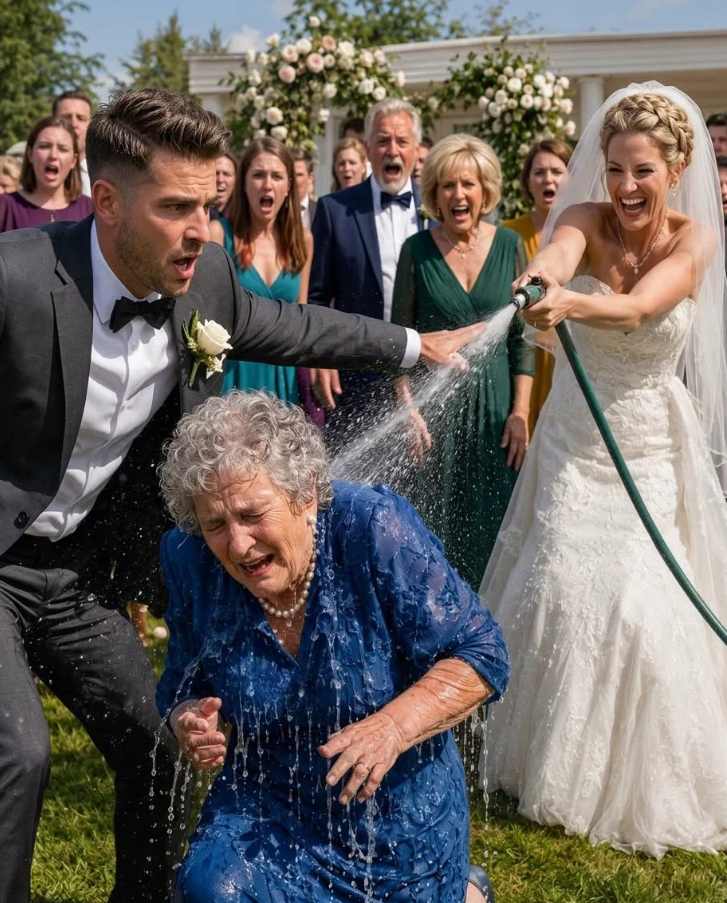 At my wedding, my bride’s family pointed at my mother and laughed. “Look at that pathetic poor woman,” her father sneered. My fiancée grabbed a garden hose. “Let me wash the smell of poverty off her.” The freezing water struck my mother as the guests cheered.