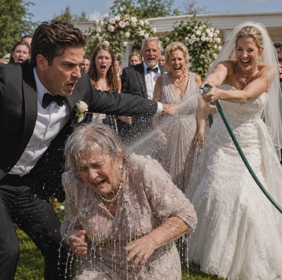 At my wedding, my bride’s family pointed at my mother and laughed. “Look at that pathetic poor woman,” her father sneered. My fiancée grabbed a garden hose. “Let me wash the smell of poverty off her.” The freezing water struck my mother as the guests cheered. I stepped between them, removed my ring, and said, “The wedding is over. And by sunrise, your family’s entire empire will be gone.” - True Stories