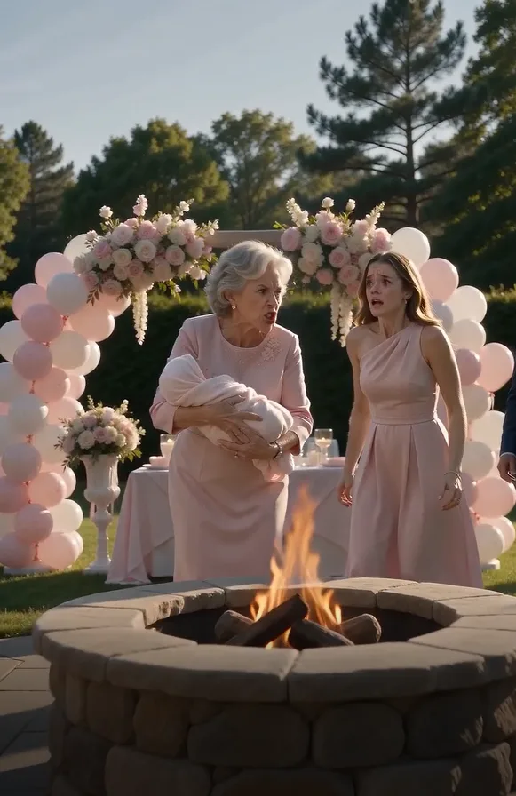 At my backyard baby shower, my mother lifted my six-week-old daughter and said, "You gave birth before your sister... you betrayed the order of our family." Then she threw Lily toward the fire. I didn't faint; I ran — and my quiet father dove through the flames before I could reach her.
