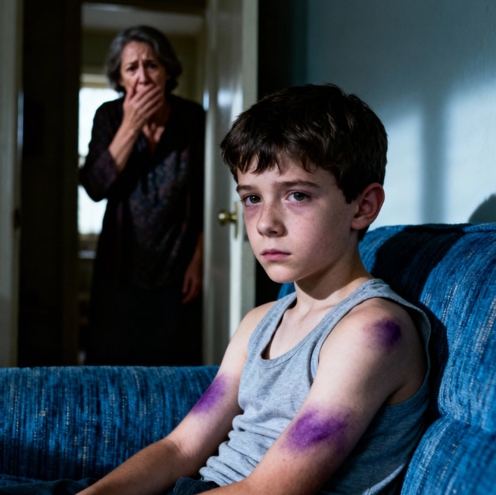 "I arrived home late and froze. My seven-year-old son, Johnny, was covered