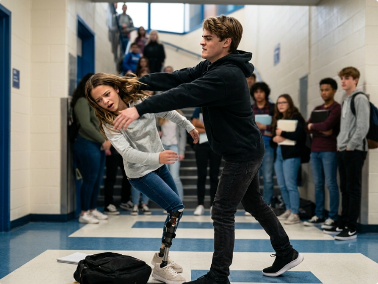 A Rich Bully Shoved a Girl With a Prosthetic Leg — Then the Photo on the Floor Revealed She Lost It Saving His Sister