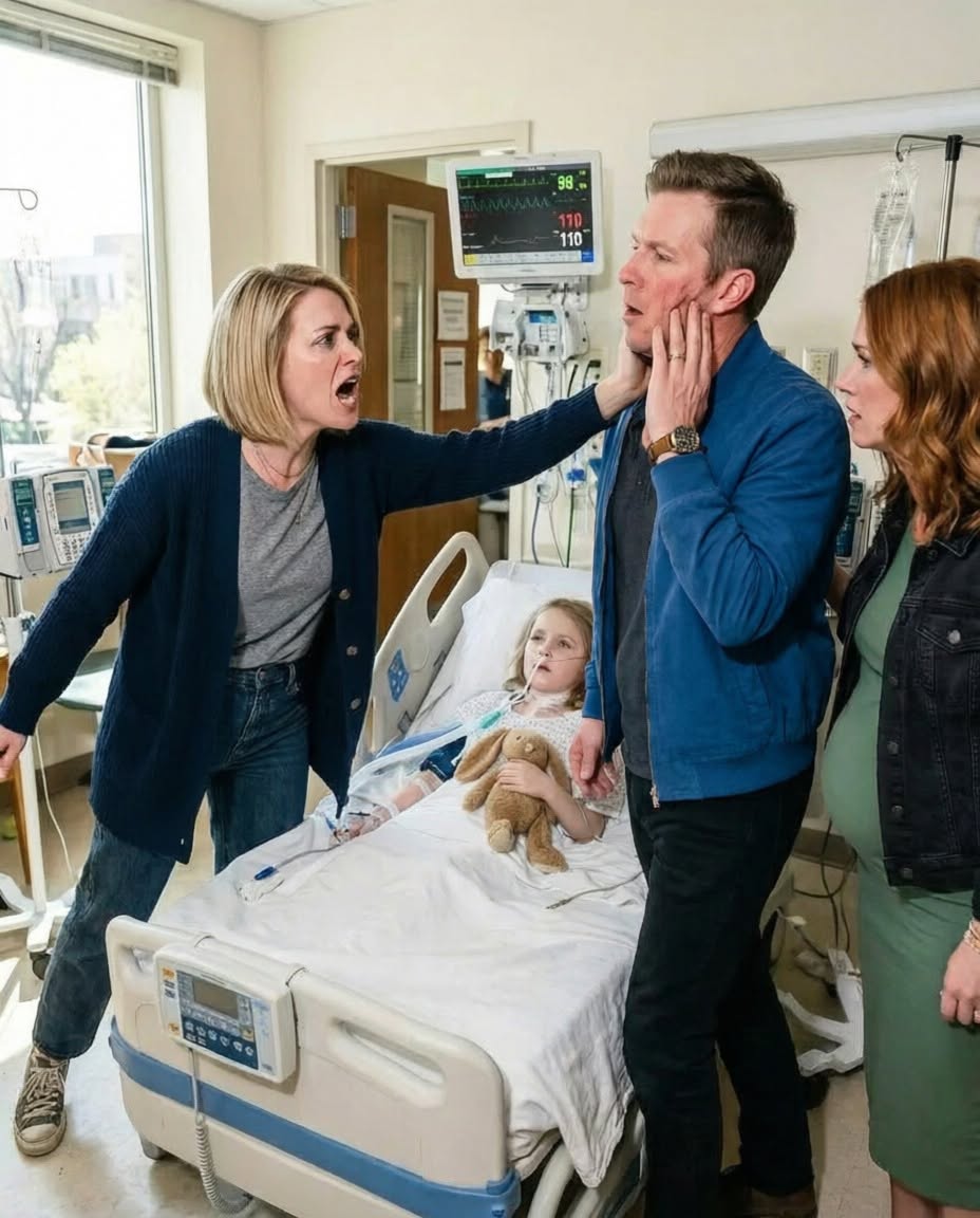 My husband and my sister laughed while my daughter Holly was dying in a hospital bed. Then he smirked and said, “Holly had a good run. We need that money for my son with your sister.” I slapped him across the face and made one phone call that destroyed them both.