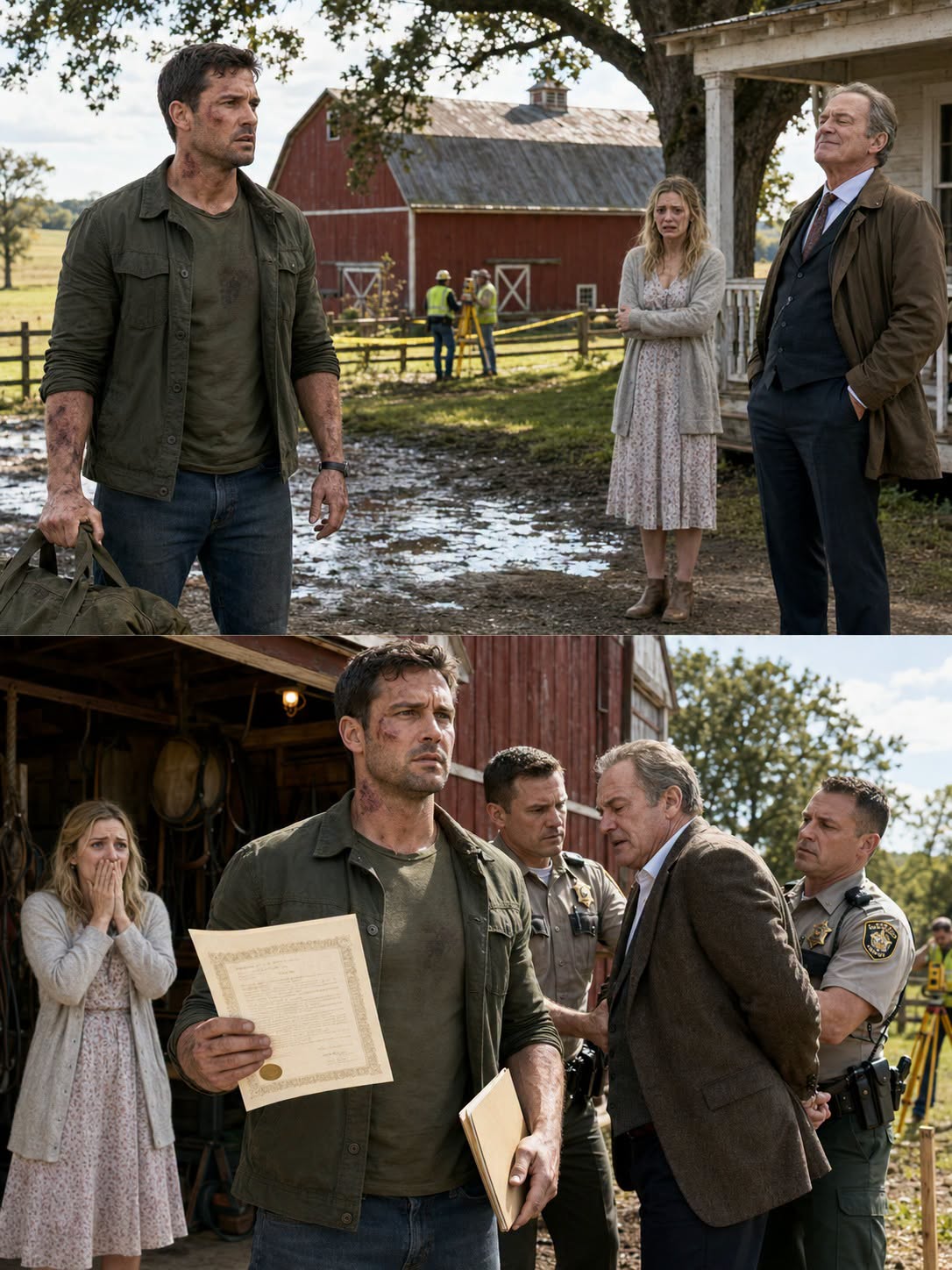 My father-in-law sold my late mother’s farm while I was deployed, then told my wife, “He’ll be too patriotic to sue family.” When I came home, strangers were measuring the barn. I walked past them, opened the old tack room, and removed the deed my mother had hidden under my service medals.