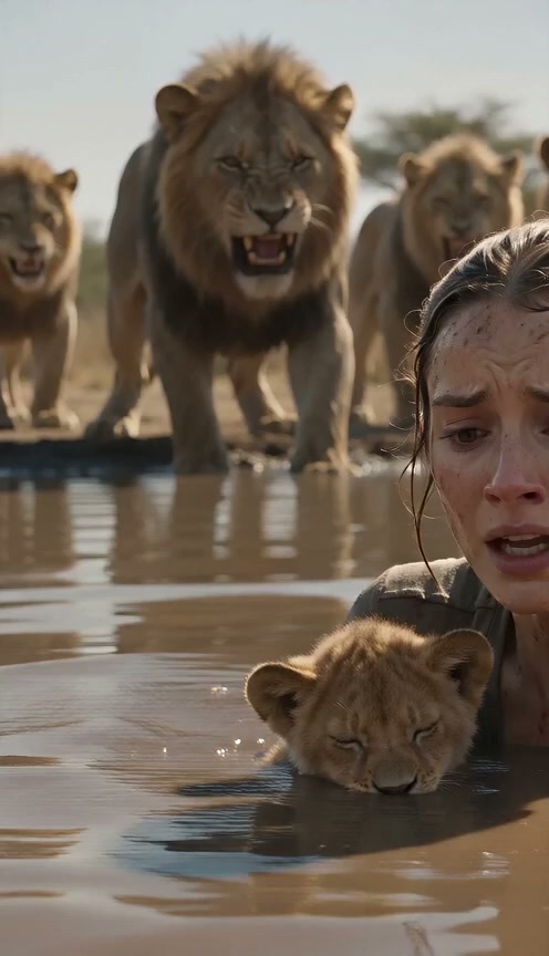She Saved a Drowning Lion Cub... Then an Entire Pride Surrounded Her