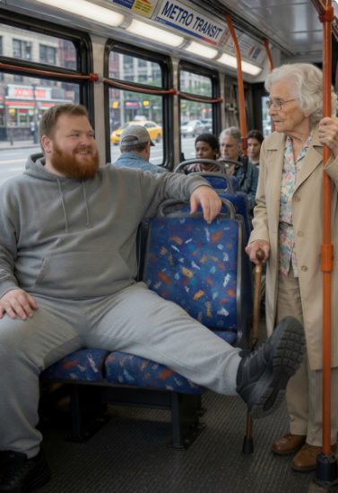 Young Man Mocks an Elderly Woman and Refuses to Give Up His Seat on the Bus