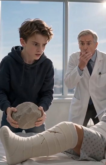 A Homeless Boy Smashed a Billionaire’s Cast with a Stone in Front of Doctors—But When It Cracked Open, Everyone Discovered a Secret So Terrifying the Entire Hospital Went Silent 😱😱