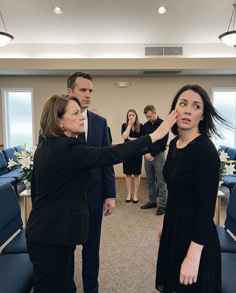 At my mother’s funeral, my husband’s mistress slapped me and announced she was carrying his child. He stood beside her and ordered me to leave. Then the funeral director handed me a sealed letter my mother had written about that woman.