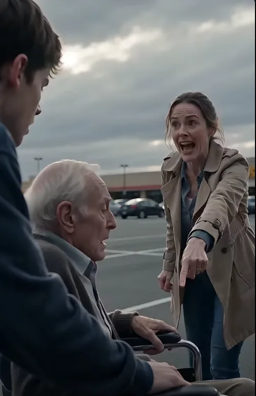 The first thing the teenage boy saw was a woman pulling his grandfather out of his wheelchair.