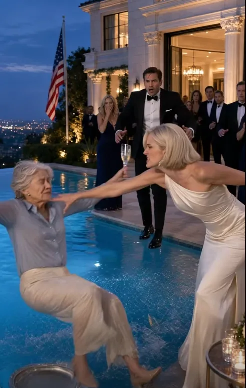 A luxurious Beverly Hills mansion glowed beneath the evening lights.