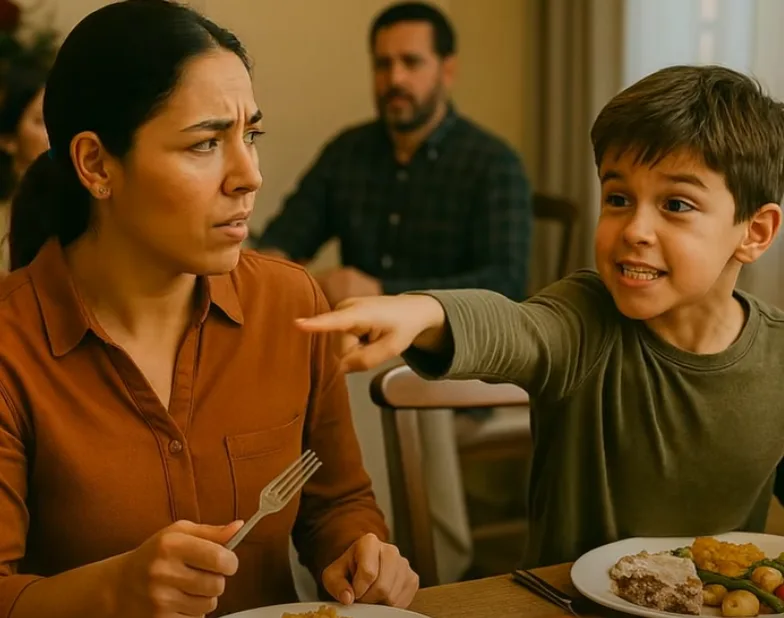 During the Thanksgiving dinner, my nephew threw a fork at me and shouted, "Mom, you're just the family's maid." Everyone laughed... until I told the truth about who had really saved their lives years ago, and my sister's perfect house began to crumble like a castle of lies, one confession after another, until no one could pretend we were family anymore.