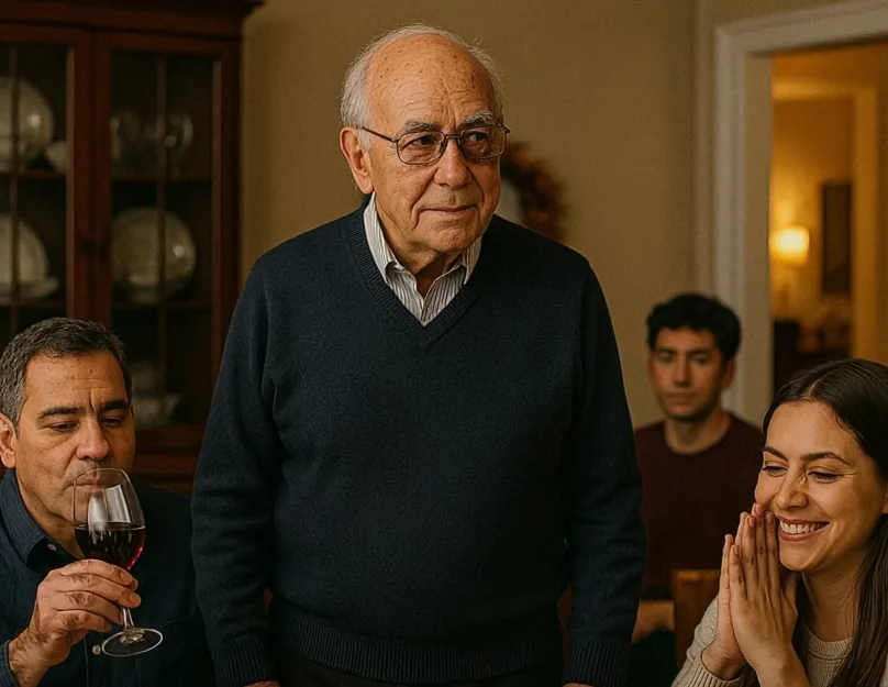 On Thanksgiving Day, my billionaire grandfather stood before the whole family with a bruise under his eye. Everyone thought he had had an accident, but when he clinked his glass and said, "I have something to confess," the silence became so heavy that no one looked at him the same way again.