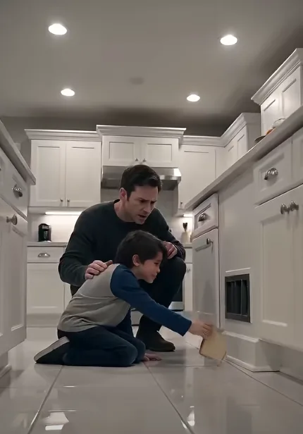 "A father came home and found his seven-year-old son secretly pushing pieces of bread through the kitchen vent.