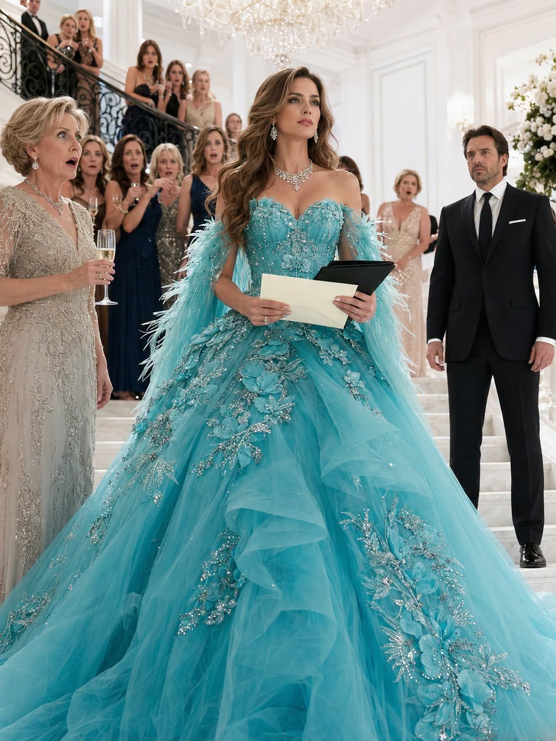 The cleaning lady was invited to a mansion full of wealthy businessmen, expensive jewelry, and crystal glasses as a joke, while the hostess whispered, "Invite her. It'll give everyone something to laugh at." But she arrived calm and composed, looked at the family's son, and pulled out proof she had kept hidden for three years.