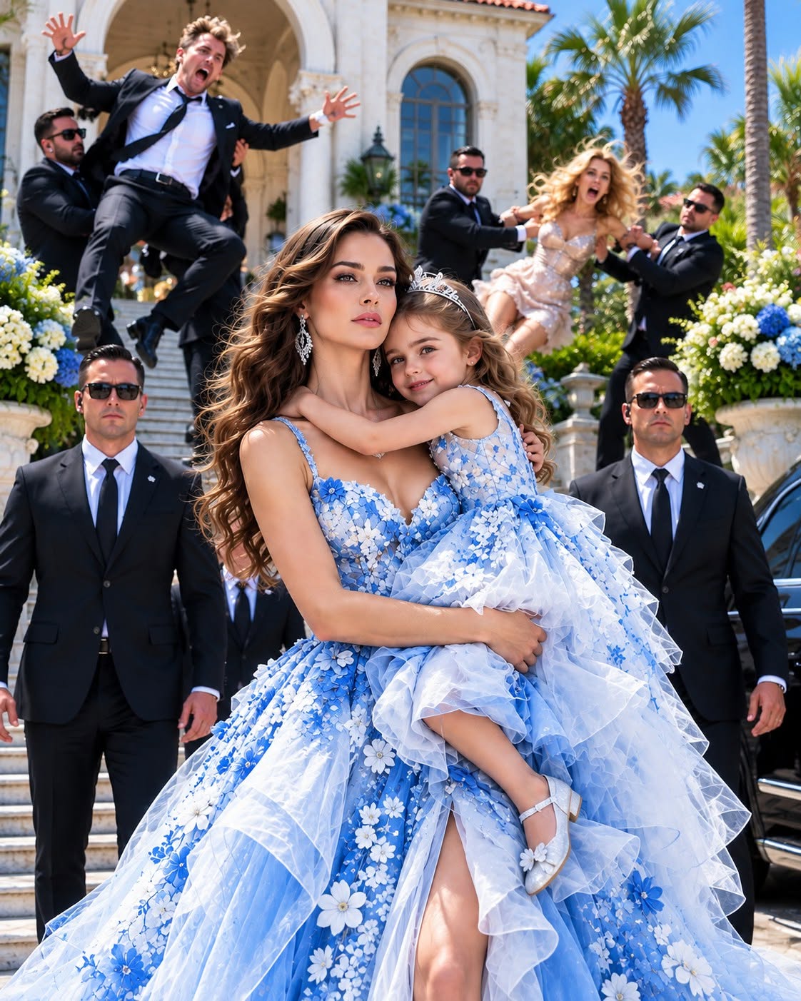 I came home to find my husband punishing my 8-year-old daughter for tearing his mistress’s $10,000 dress. “Pay for it or get out!” he screamed. I took my sobbing child to her room, where she whispered, “Mommy, she did it” I didn’t argue. I simply held my daughter, picked up my phone, and called my five brothers. My husband had no idea what was coming.