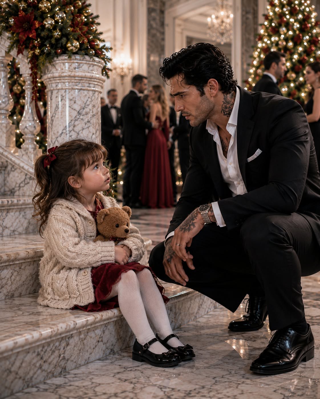 On Christmas Eve, Mafia boss Dominic Moretti found his maid’s three-year-old daughter sitting alone beneath the grand staircase, clutching a photograph and whispering, “I’m waiting for my mom.” He almost walked past her, until he saw the woman in the picture. It was Sophia, the woman he had loved and searched for four years earlier, and before sunrise, Dominic would discover his own mother had known exactly why she disappeared.