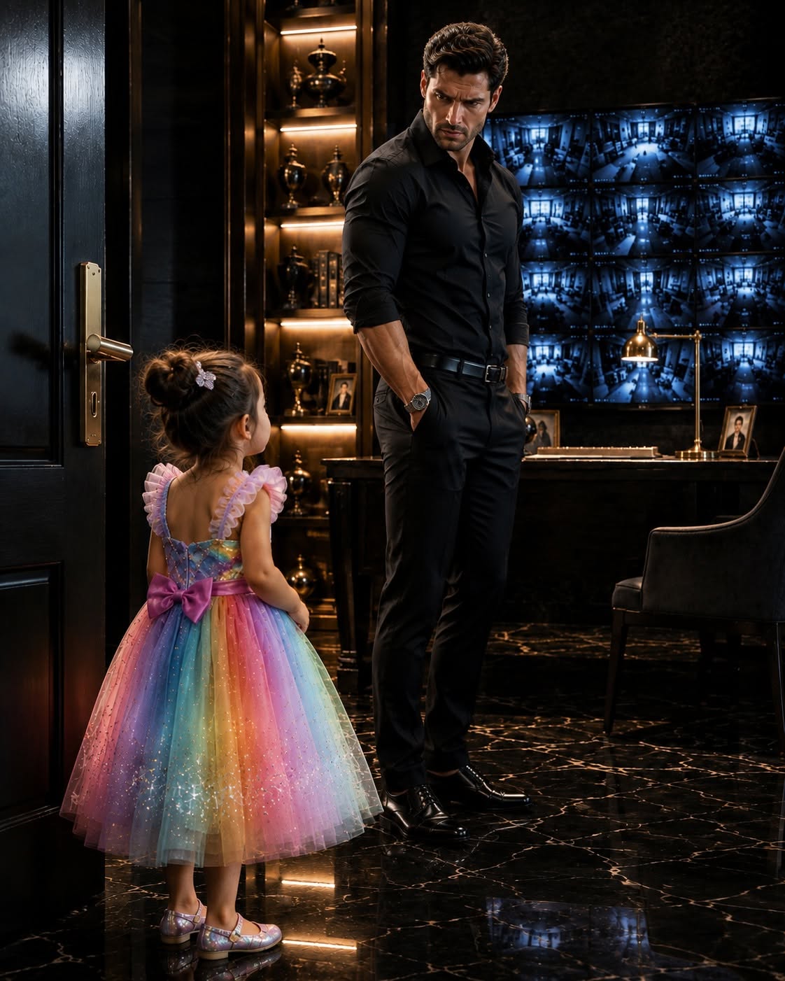 My three-year-old daughter walked through the one door nobody in billionaire Marcus Cole’s mansion was allowed to open. I thought I would lose my job before breakfast, but instead, Lily pointed at his security monitor and exposed something his own fiancée had done behind our backs. What Marcus saw on that screen made his face go completely still.