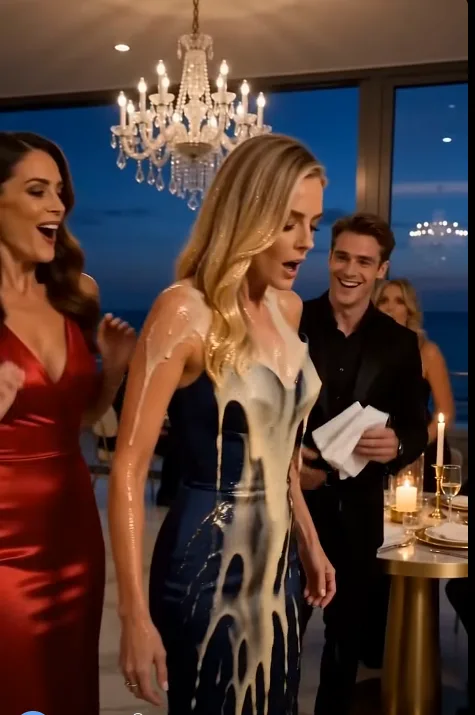 The oceanfront restaurant glittered like a palace above the sea. Crystal chandeliers reflected across marble floors, candles burned on gold tables, and wealthy guests laughed behind walls of glass overlooking the dark water. Then humiliation exploded in one second.