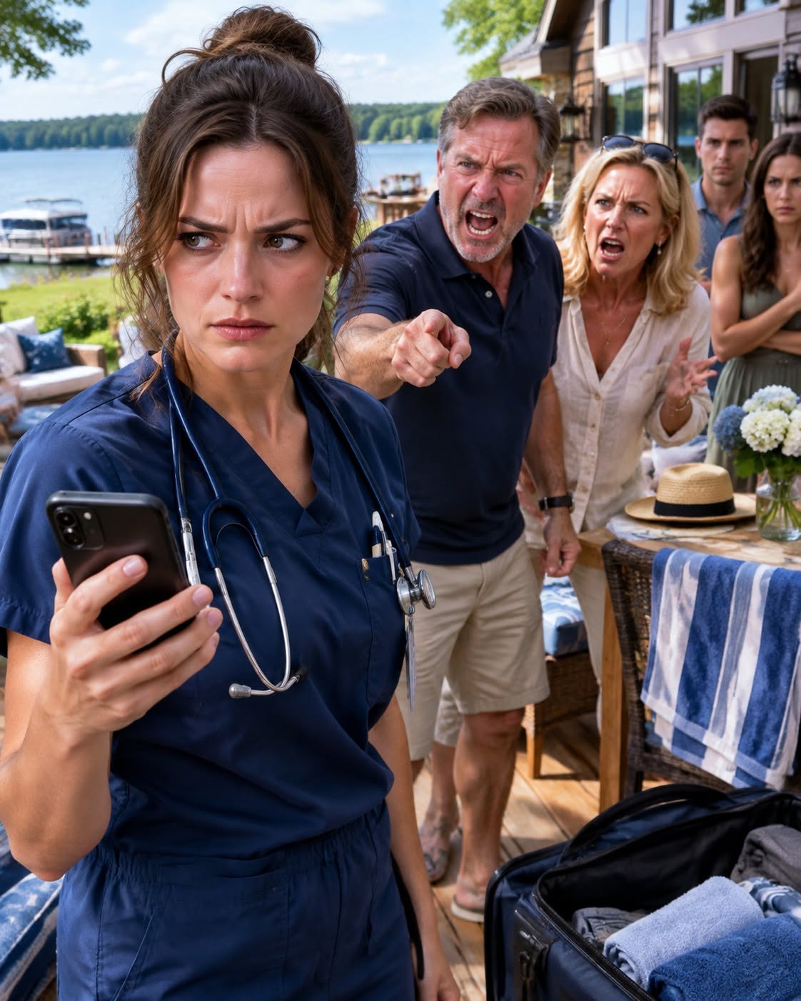 I came home exhausted from my night shift and saw my father tagging me in the family chat. “We’re using your lake house this weekend—20 guests.” Mom wrote, “Fill the fridge and behave.” I answered, “No.” She sent laughing emojis. “You really think you can stop us?” I did not reply. Friday morning, Dad screamed into the phone, “What did you do to the house?”