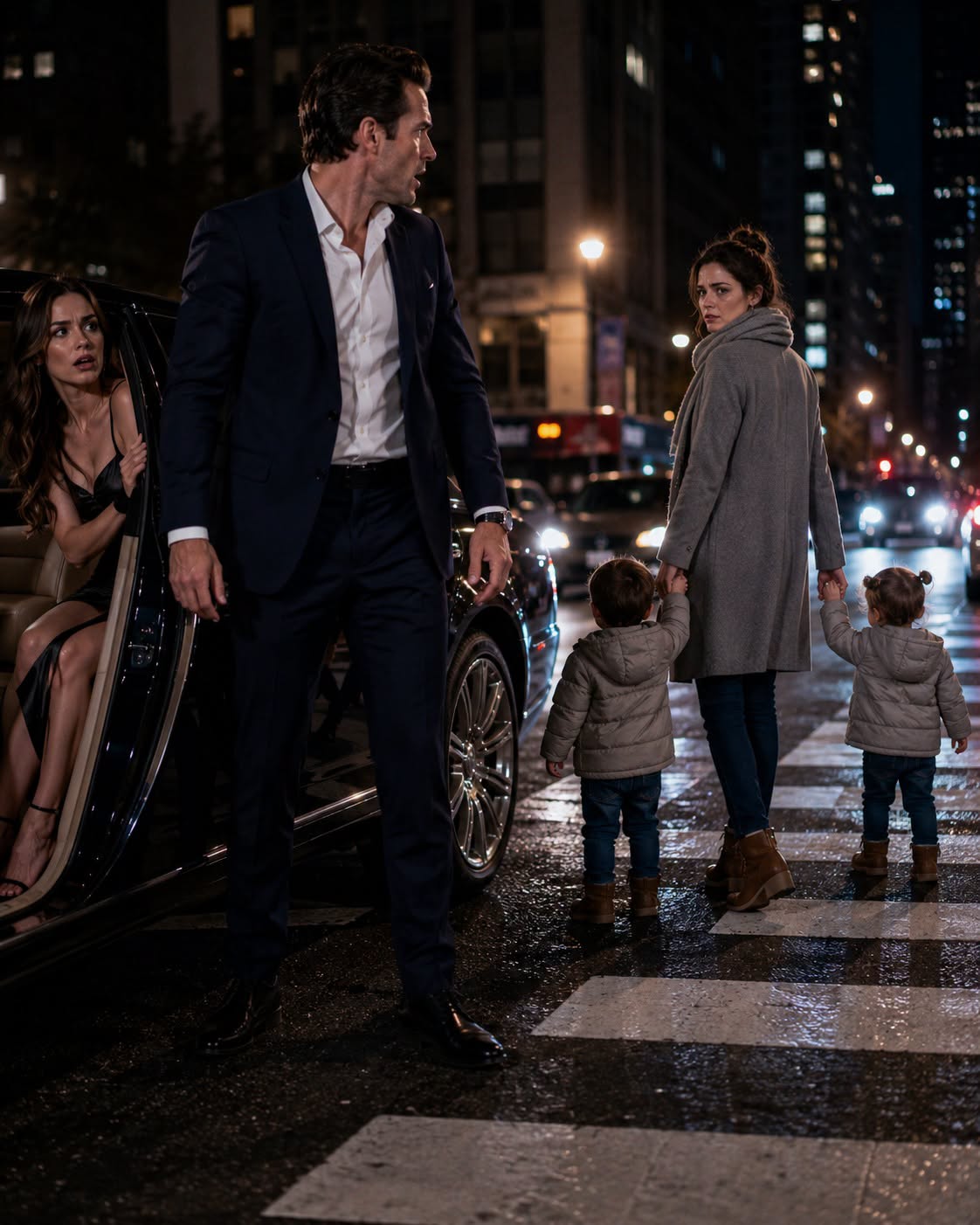 A Billionaire Took His Mistress Home — Then Froze Seeing His Ex Wife Crossing With Twins